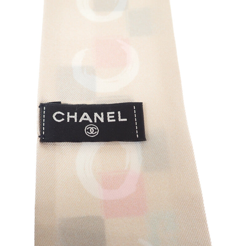 シャネル CHANEL ヘアバンド スカーフ シルク ベージュ マルチカラー