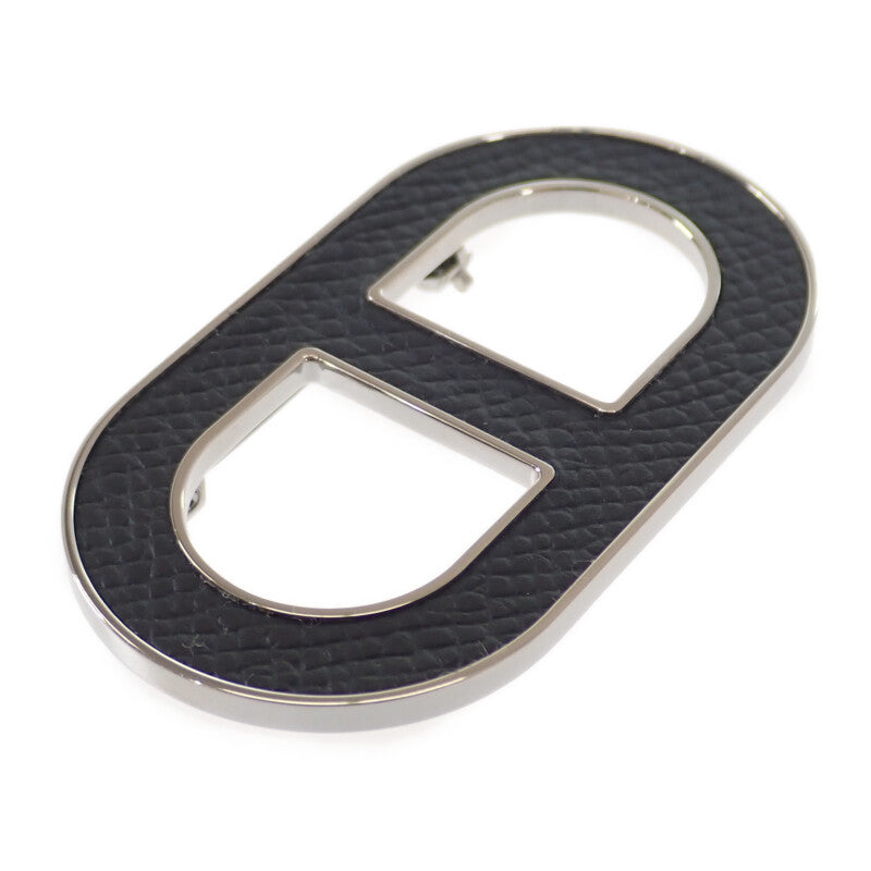 エルメス　ブローチ　シェーヌダンクル　黒　シルバー　エプソン　バッチ　新品本物 エルメス HERMES シェーヌダンクル H500262FK89 ブローチ ヴォー