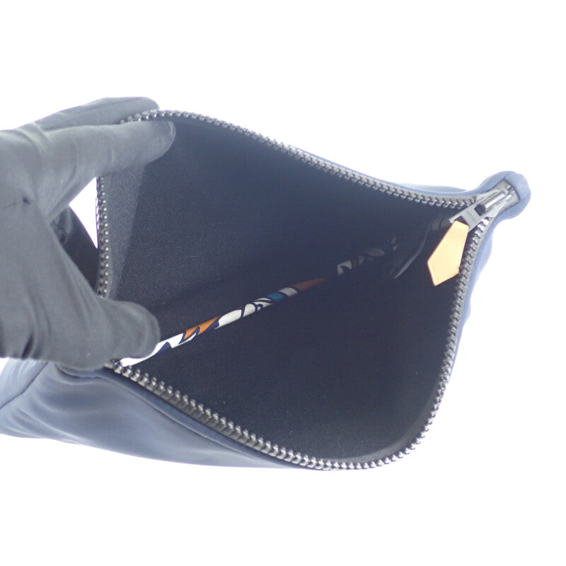 【中古】エルメス HERMES トゥルースフラット MM ネオバン ポーチ ナイロン ポリウレタン ネイビー  レディース【ABランク】