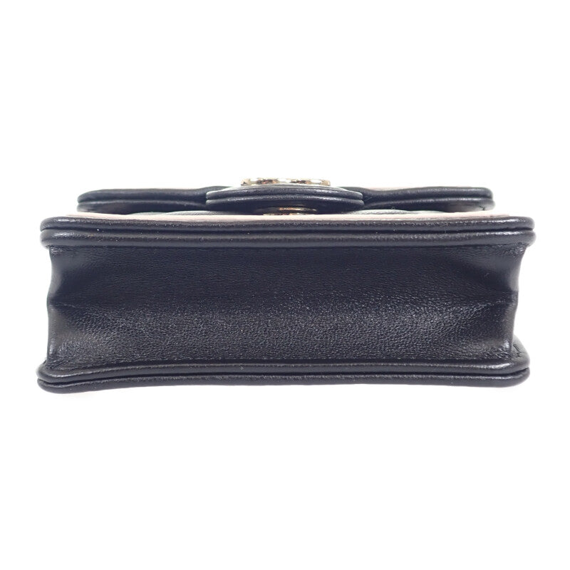 シャネル CHANEL ミニ マトラッセチェーン クラッチ AP3560 ショルダーバッグ ラムスキン ブラック ベージュ ゴールド金具 レディース【中古】【Aランク】