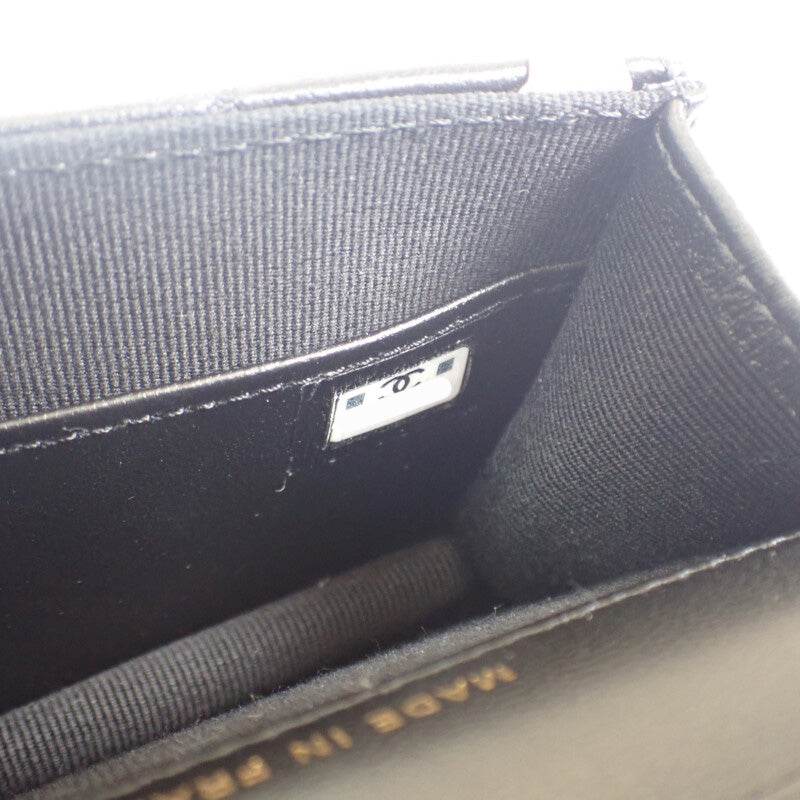 シャネル CHANEL ミニ マトラッセチェーン クラッチ AP3560 ショルダーバッグ ラムスキン ブラック ベージュ ゴールド金具 レディース【中古】【Aランク】