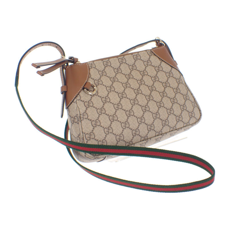 【中古】グッチ GUCCI GGエンブレム スモール ショルダーバッグ 815218FAEAA9762 2WAYバッグ レザー PU ベージュ＆ダークブラウン レディース メンズ【Aランク】