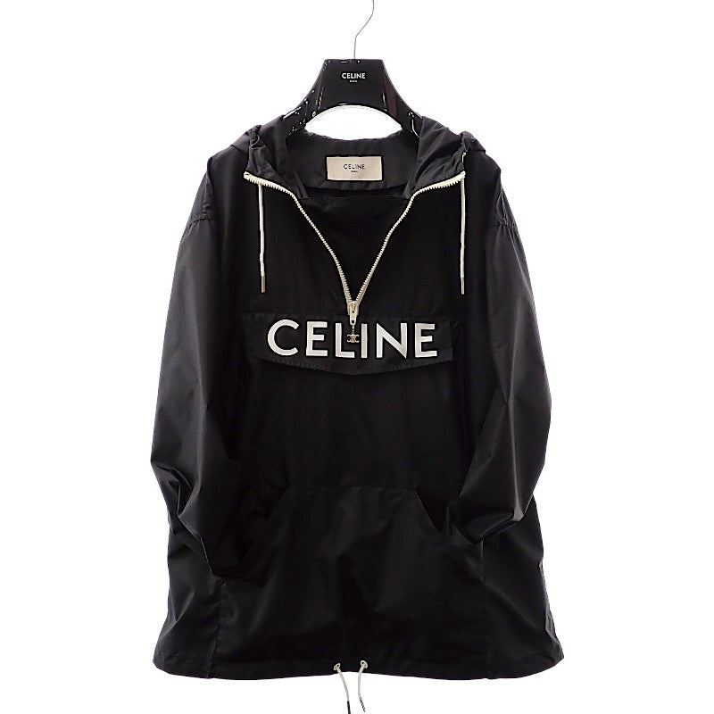 セリーヌ CELINE フロントロゴ アノラックパーカー 2W531495M.38NO マウンテンパーカー ナイロン ブラック 46 メンズ【中古】【ABランク】