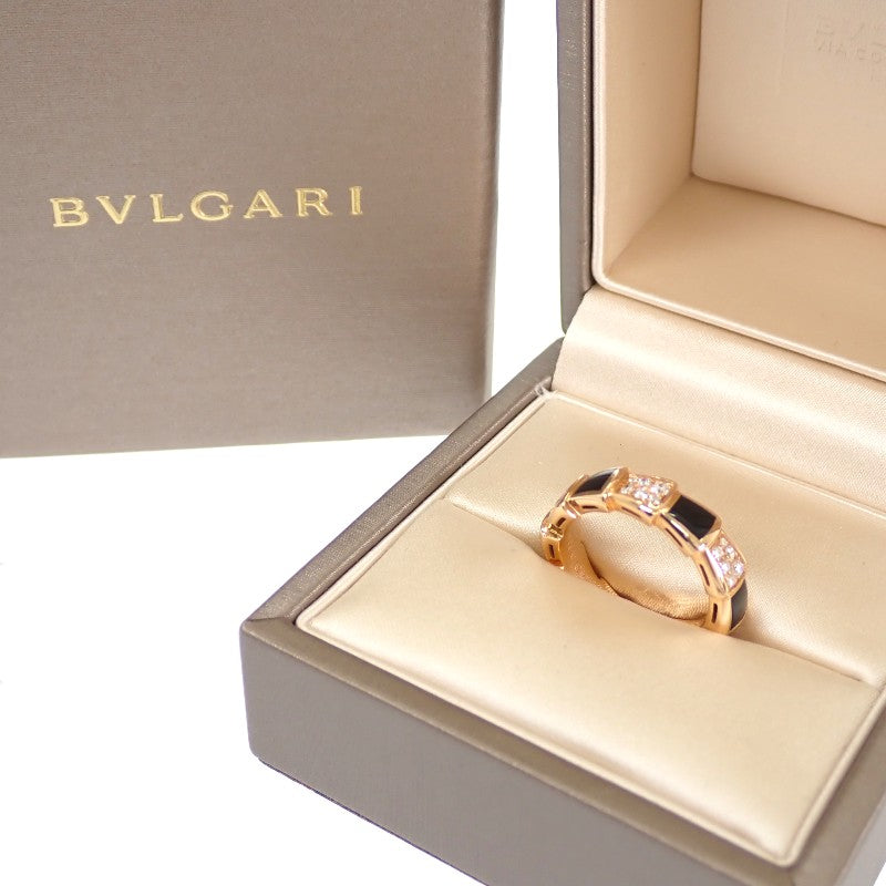 BVLGARI Serpenti Viper Ring 11 / 52 356630 K18 Pink Gold Gold Diamond Onyx Women's [Used] [A Rank]
