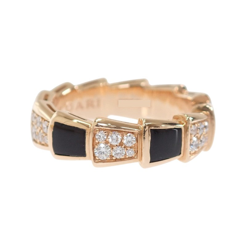 BVLGARI Serpenti Viper Ring 11 / 52 356630 K18 Pink Gold Gold Diamond Onyx Women's [Used] [A Rank]