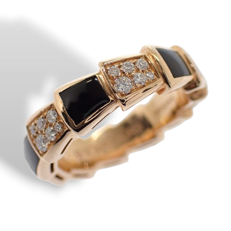 ブルガリ BVLGARI セルペンティ ヴァイパー 11号 52 356630 リング K18ピンクゴールド ダイヤモンド オニキス レディース【中古】【Aランク】