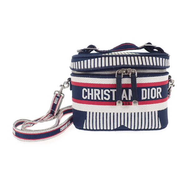 【ABランク】クリスチャンディオール Christian Dior TRAVEL ヴァニテスモール 2WAYバッグ ハンドバッグ  ショルダーバッグ キャンバス ネイビー レディース【ISEYA】