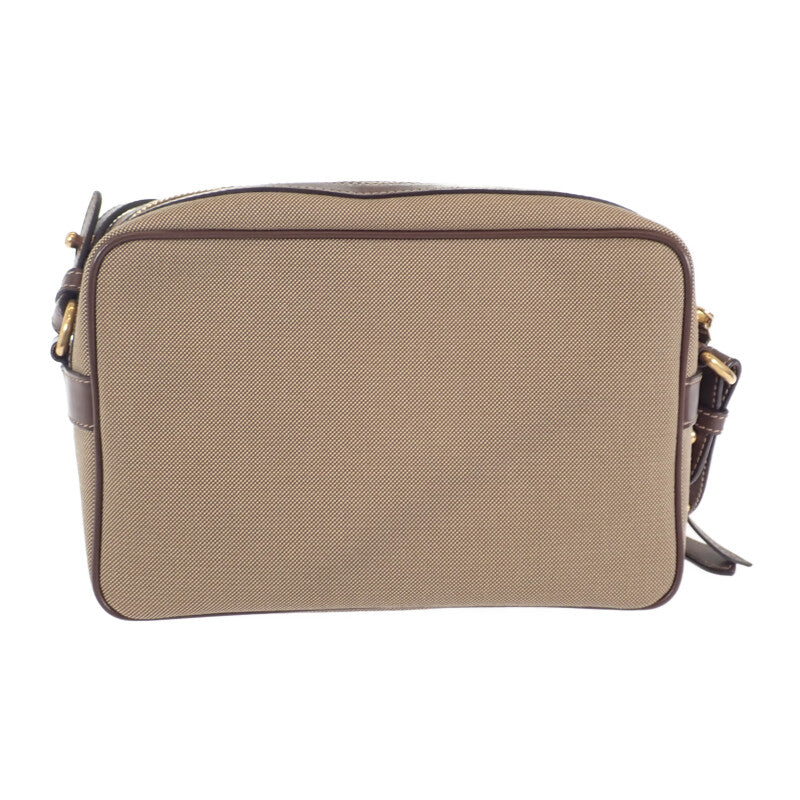 プラダ PRADA ロゴ ジャガードショルダー 1BH089_UCW_F0B16 ショルダーバッグ キャンバス レザー ベージュ ブラウン ゴールド金具 レディース【中古】【Aランク】