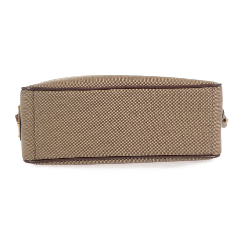 プラダ PRADA ロゴ ジャガードショルダー 1BH089_UCW_F0B16 ショルダーバッグ キャンバス レザー ベージュ ブラウン ゴールド金具 レディース【中古】【Aランク】