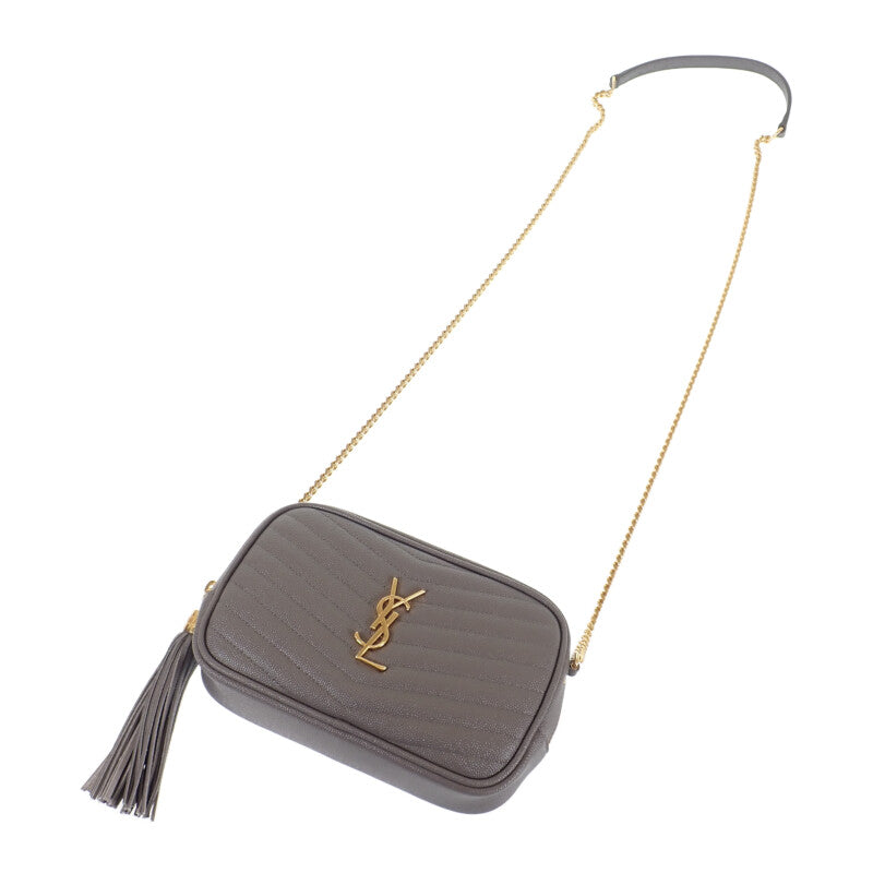 サンローラン SAINT LAURENT ルー ミニバッグ 612579 ショルダーバッグ カーフ グレー ゴールド金具 レディース【中古】【Aランク】