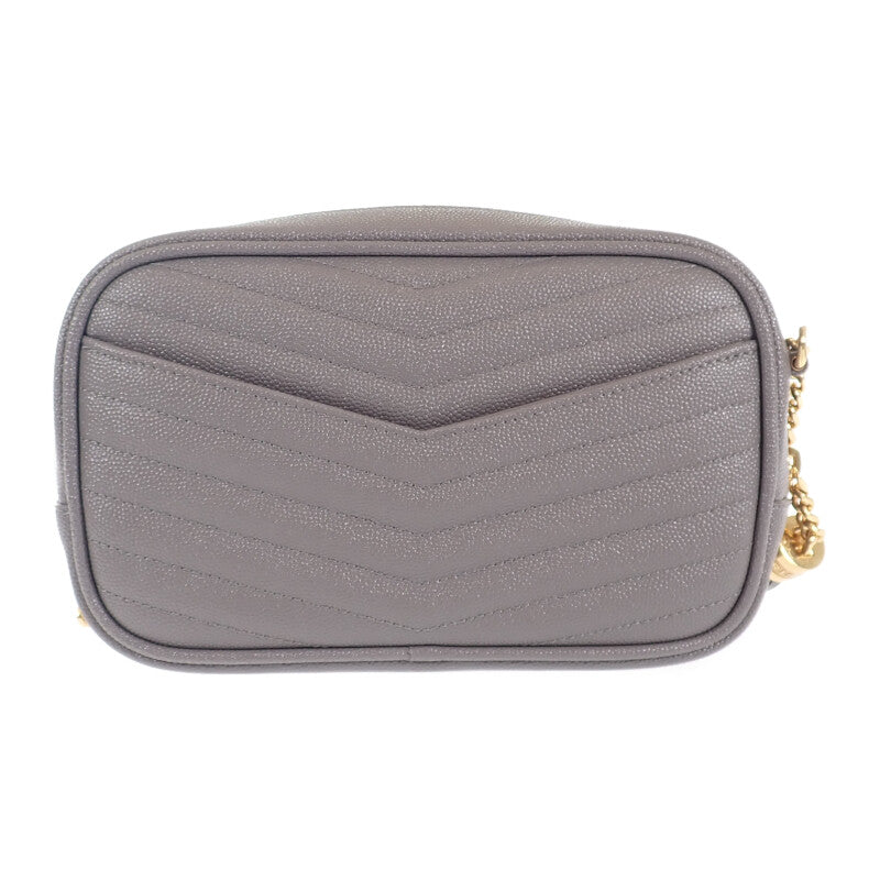 サンローラン SAINT LAURENT ルー ミニバッグ 612579 ショルダーバッグ カーフ グレー ゴールド金具 レディース【中古】【Aランク】