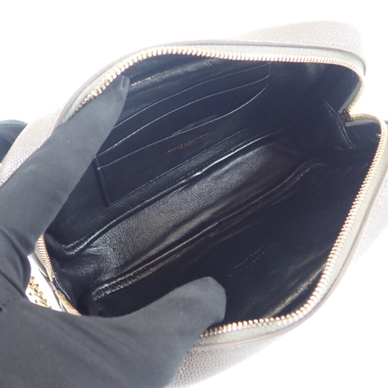 サンローラン SAINT LAURENT ルー ミニバッグ 612579 ショルダーバッグ カーフ グレー ゴールド金具 レディース【中古】【Aランク】