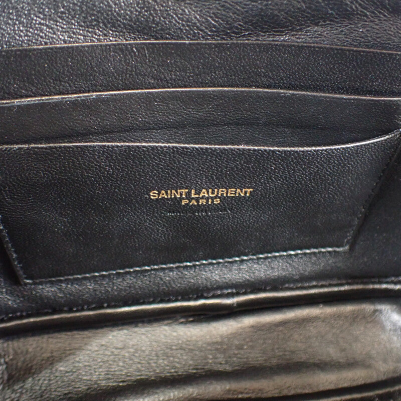 サンローラン SAINT LAURENT ルー ミニバッグ 612579 ショルダーバッグ カーフ グレー ゴールド金具 レディース【中古】【Aランク】