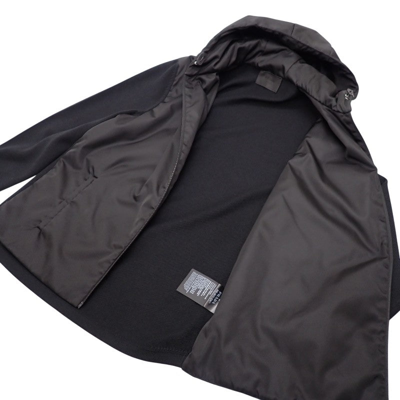 プラダ PRADA ニット切替ジャケット Re-Nylon 中綿 54 UMG026 ブルゾン ウール ナイロン ポリエステル ブラック ブラック金具 メンズ【中古】【Aランク】
