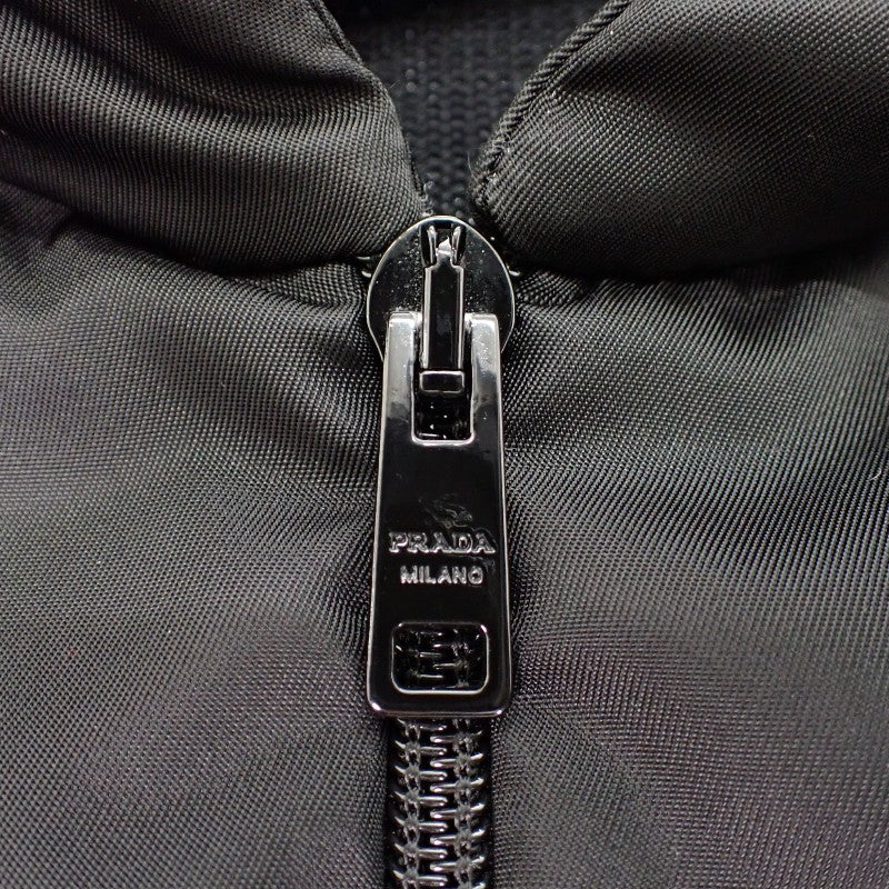 プラダ PRADA ニット切替ジャケット Re-Nylon 中綿 54 UMG026 ブルゾン ウール ナイロン ポリエステル ブラック ブラック金具 メンズ【中古】【Aランク】