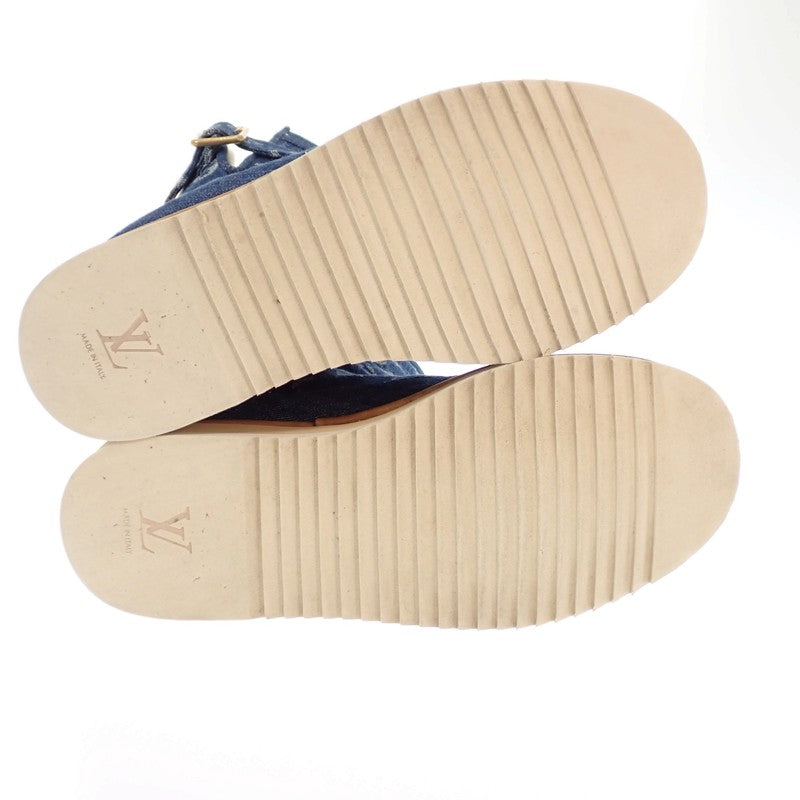 ルイヴィトン LOUIS VUITTON モノグラム デニム ムートンブーツ 1A81FH ブーツ モノグラムデニム ブルー ゴールド金具 メンズ【中古】【ABランク】