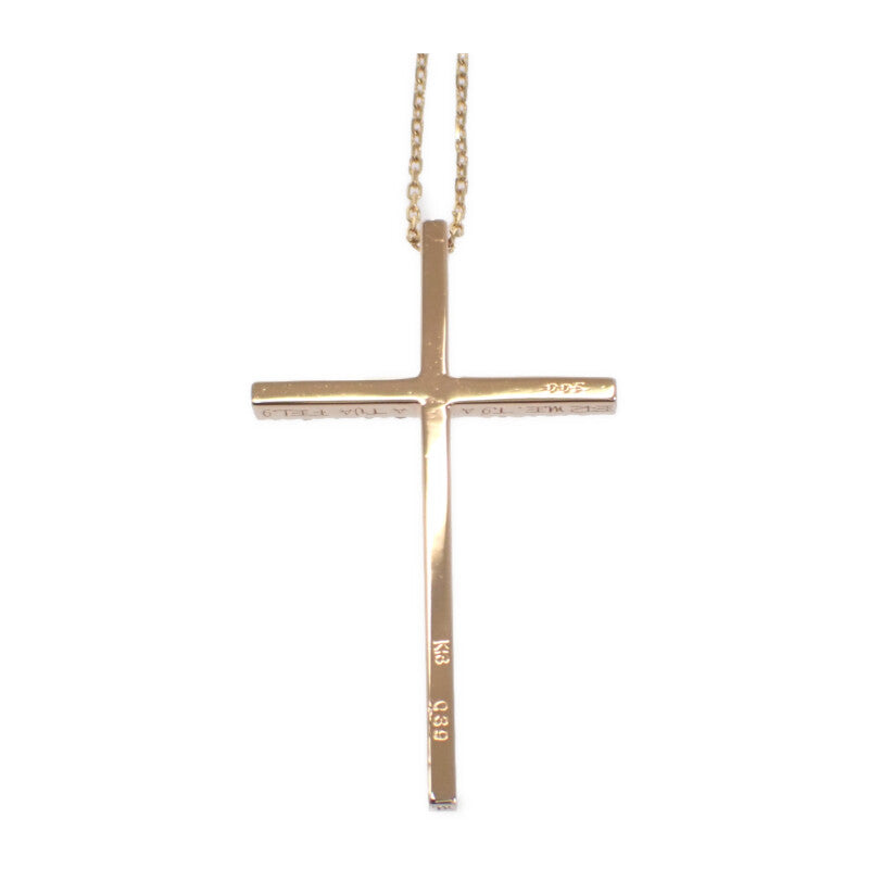 【中古】 デザインジュエリー クロス ネックレス K18ピンクゴールド ダイヤモンド レディース メンズ【Aランク】