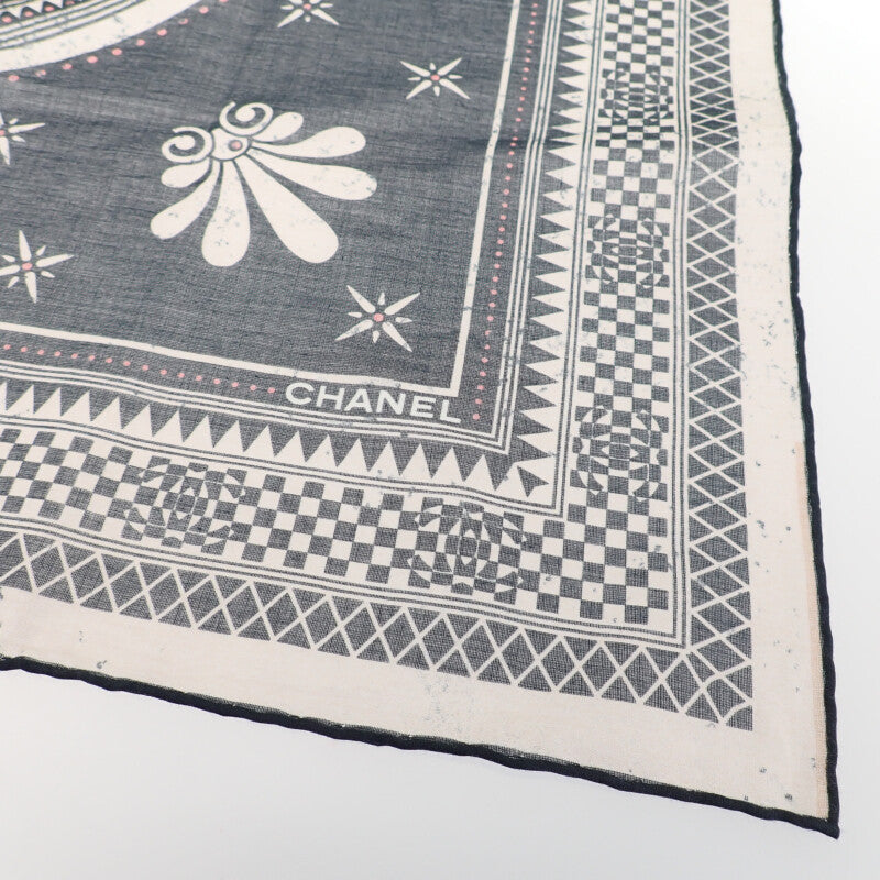 【中古】シャネル CHANEL ココマーク スカーフ コットン ネイビー ピンク レディース【Aランク】