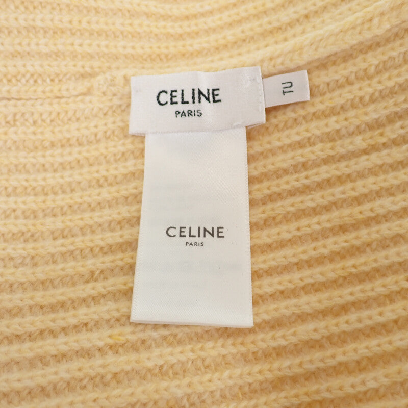 セリーヌ CELINE リブ編みロゴニット帽 2AH35423P ニットキャップ ウール イエロー レディース メンズ【中古】【Aランク】