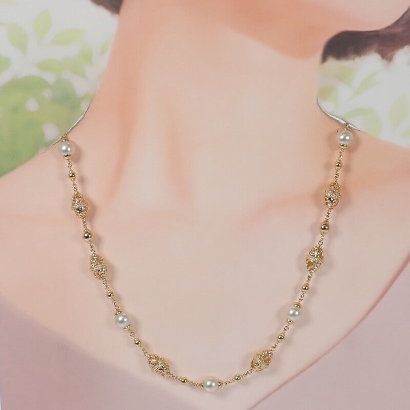 ミキモト MIKIMOTO パール ネックレス K18イエローゴールド アコヤ真珠