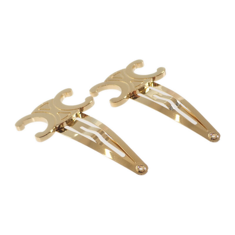 【中古】セリーヌ CELINE スナップ ヘアクリップ 2つセット 46Z656BSL.35OR ヘアアクセサリー メタル ブラス&スチール ゴールドフィニッシュ レディース【Aランク】