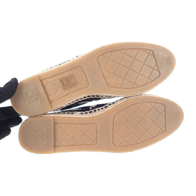 シャネル CHANEL CCエスパドリーユ 38 G38628_Y55871_K4265 スリッポン ラムスキン ブラック レディース【中古】【Aランク】