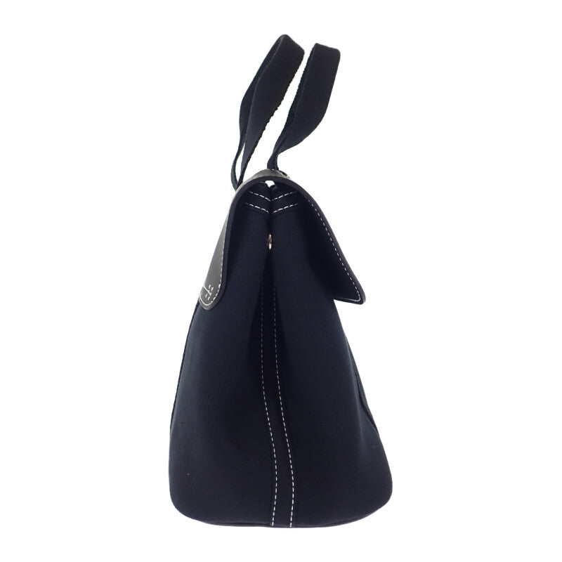 【中古】エルメス HERMES ヴァルパライソPM 2005年 ワールドフェスティバル限定 ハンドバッグ レザー トワルシェブロン ブラック シルバー金具 レディース【Aランク】