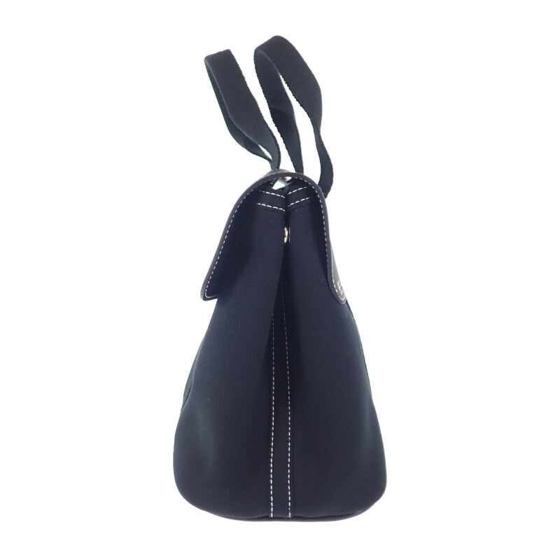 【中古】エルメス HERMES ヴァルパライソPM 2005年 ワールドフェスティバル限定 ハンドバッグ レザー トワルシェブロン ブラック シルバー金具 レディース【Aランク】