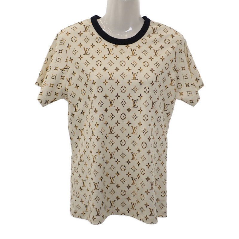 【中古】ルイヴィトン LOUIS VUITTON モノグラムTシャツ 半袖Ｔシャツ コットン アイボリー L レディース【Aランク】