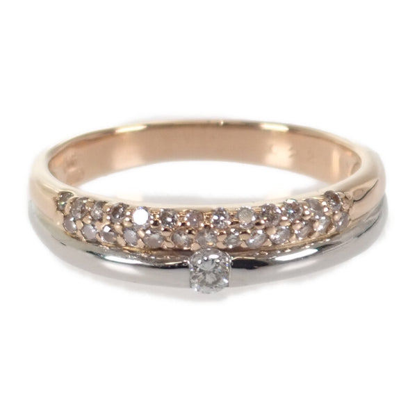 K18PG Pt900 デザインジュエリー 11号 リング K18ピンクゴールド Pt900プラチナ ダイヤモンド レディース【中古】【Aランク】