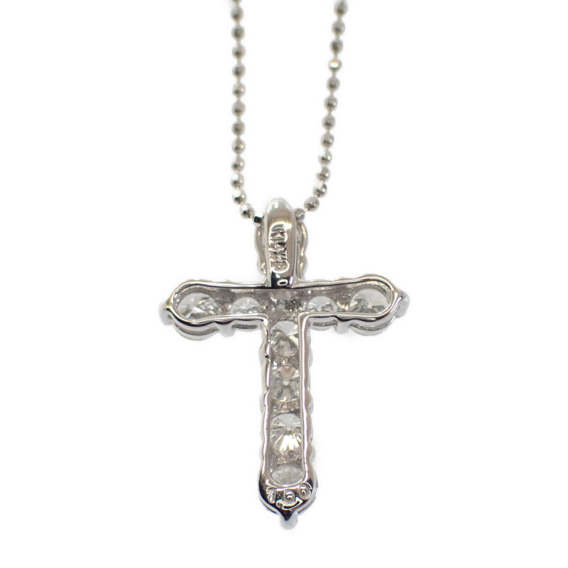 K14ホワイトゴールド　ミニクロスダイヤネックレス　イタリア製 K14ホワイトゴールド ミニクロスダイヤネックレス イタリア製 K14