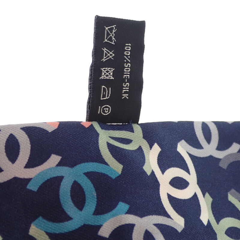 シャネル CHANEL ココマーク ヘアバンド スカーフ シルク ネイビー マルチカラー レディース【中古】【Aランク】