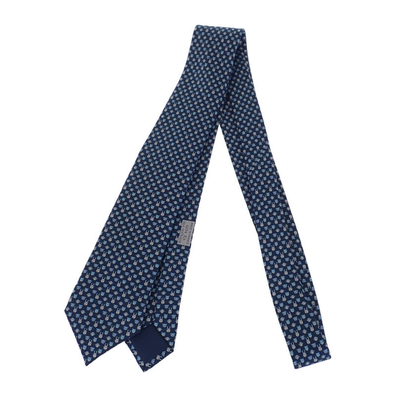 エルメス HERMES シルクツイル タイ ネクタイ シルク ネイビー アニマル柄 メンズ【中古】【SAランク】