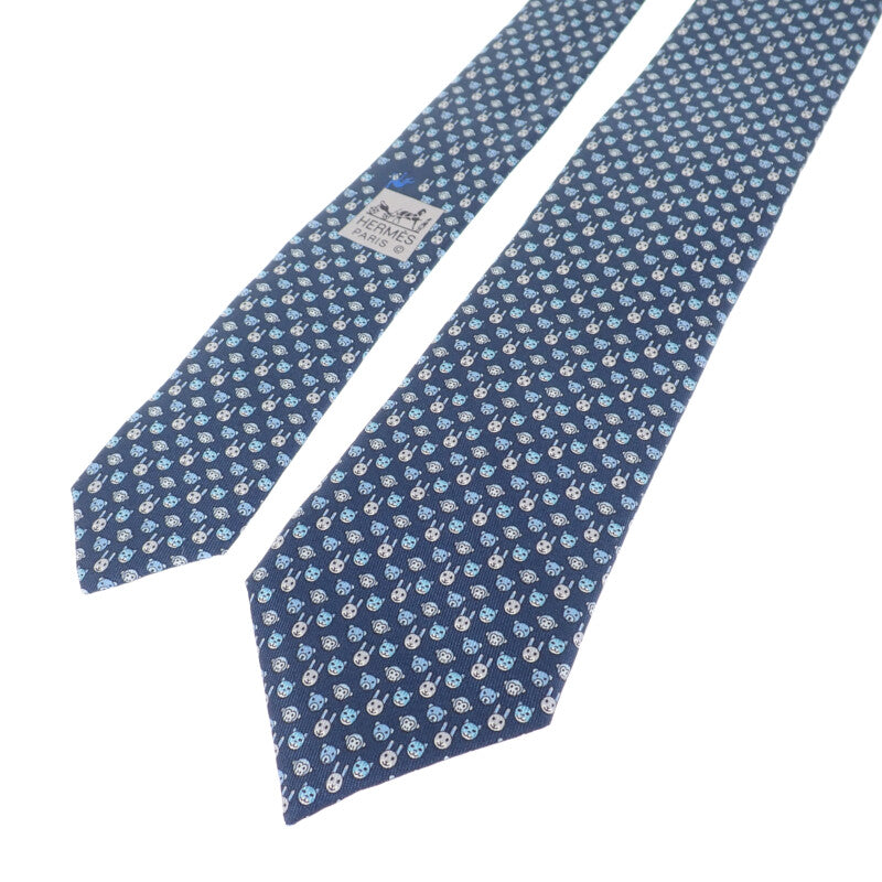 新品未使用　HERMES 動物柄 ネクタイ シルク製 HERMES（エルメス） #anzt ネクタイ 紺 シルク 総柄 ロゴ 動物