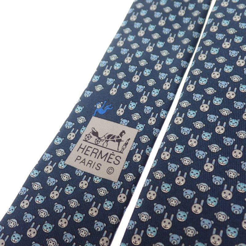 エルメス HERMES シルクツイル タイ ネクタイ シルク ネイビー