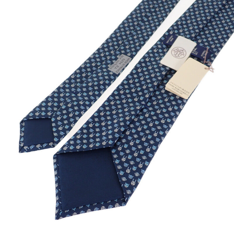 エルメス HERMES シルクツイル タイ ネクタイ シルク ネイビー アニマル柄 メンズ【中古】【SAランク】