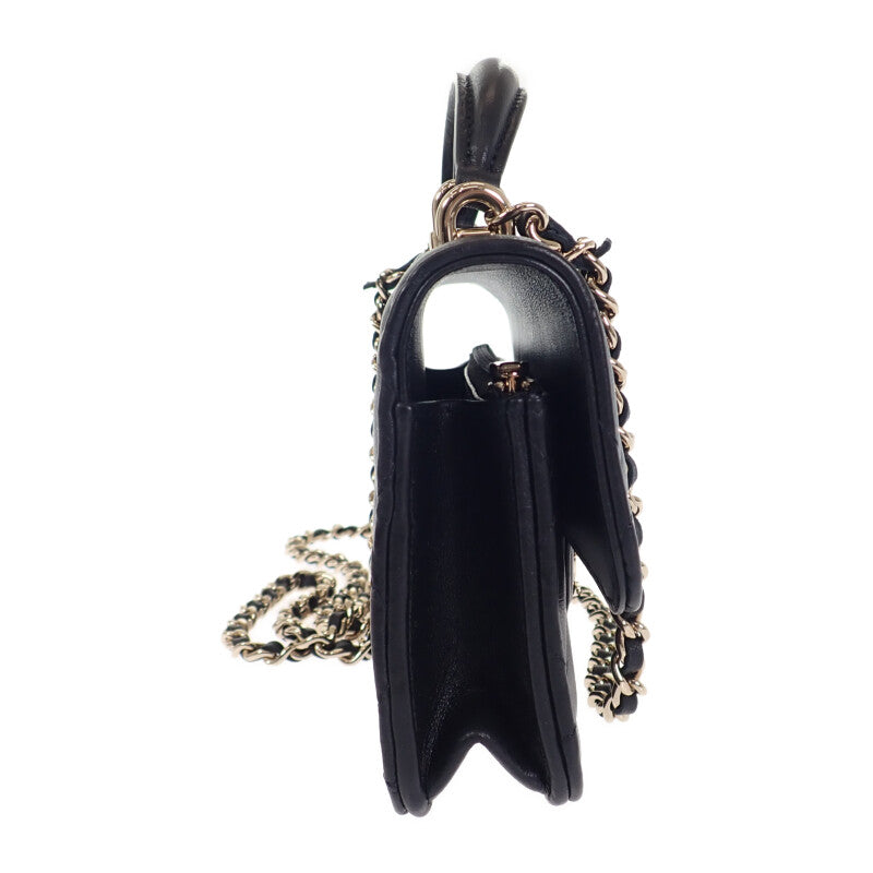 シャネル CHANEL マトラッセ フラップフォンケース AP3226 2WAYバッグ ショルダーバッグ ラムスキン ブラック ゴールド金具 レディース【中古】【Aランク】