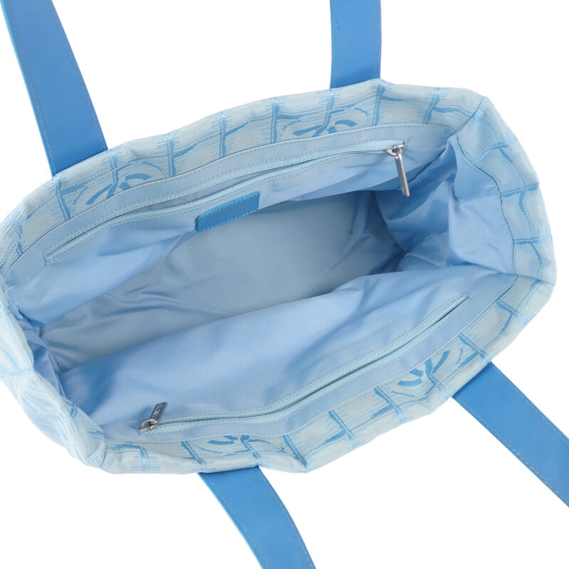 シャネル CHANEL ニュートラベルライントート PM トートバッグ ナイロン レザー ブルー レディース【中古】【Bランク】