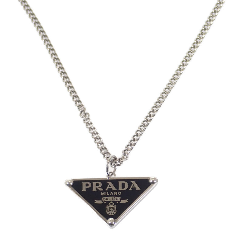 【中古】プラダ PRADA シンボルネックレス 1JC826 ネックレス シルバー925 ブラック メンズ レディース ユニセックス【ABランク】