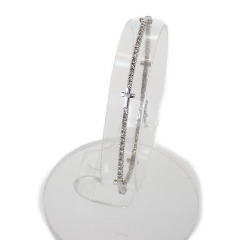 【中古】 K18WG デザインジュエリー クロスダイヤ ブレスレット K18ホワイトゴールド ダイヤモンド レディース【Aランク】