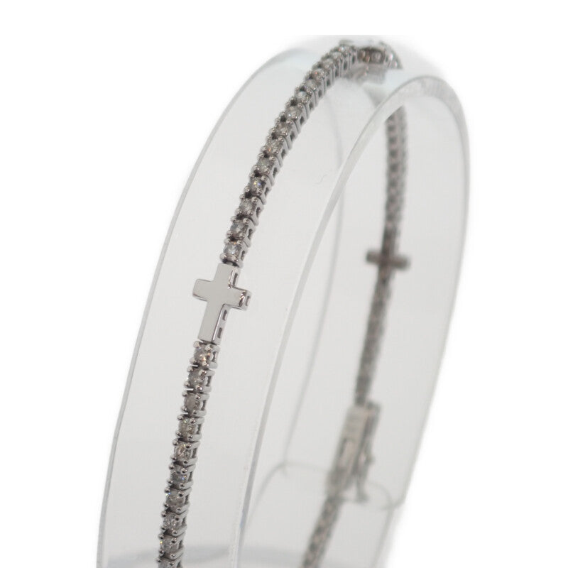 【中古】 K18WG デザインジュエリー クロスダイヤ ブレスレット K18ホワイトゴールド ダイヤモンド レディース【Aランク】