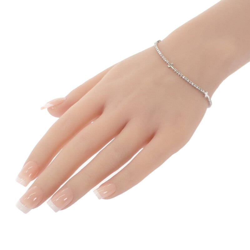 中古】 K18WG デザインジュエリー クロスダイヤ ブレスレット K18