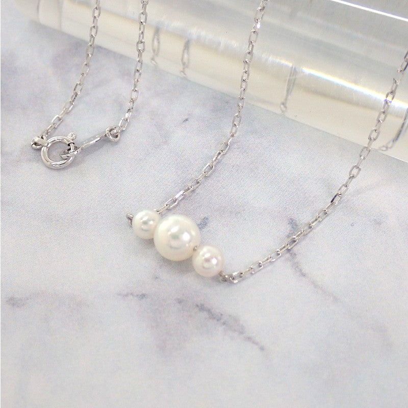 ミキモト MIKIMOTO パール ペンダント 3P ネックレス アコヤ真珠 K18