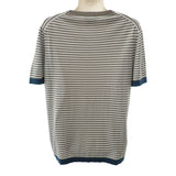 エルメス HERMES ボーダー ニット L 半袖Ｔシャツ コットン グレー ホワイト ネイビー メンズ【中古】【Aランク】