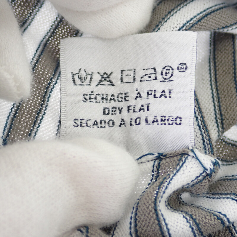 エルメス HERMES ボーダー ニット L 半袖Tシャツ コットン グレー