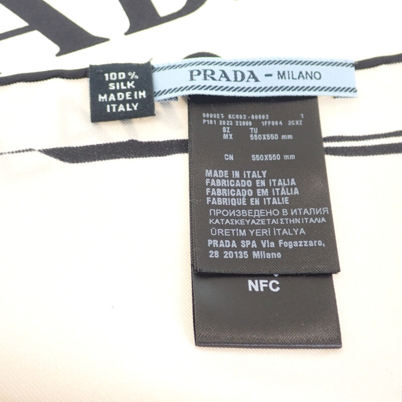 プラダ PRADA プリントツイルスカーフ 1FF004 スカーフ シルク クオーツ ベージュピンク レディース【中古】【Aランク】