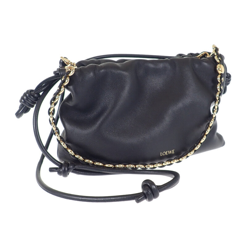 【中古】ロエベ LOEWE フラメンコパース ミディアム A411FCRX02 2WAYバッグ 3WAYバッグ ハンドバッグ ショルダーバッグ メローナパラム ブラック ゴールド金具 レディース【ABランク】