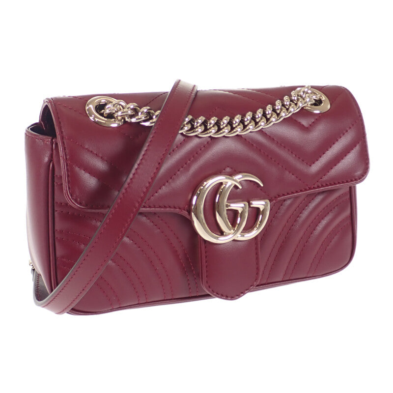 グッチ GUCCI GGマーモント ミニ 446744AADPJ6207 ショルダーバッグ レザー ロッソアンコーラ ボルドー レディース【中古】【Aランク】