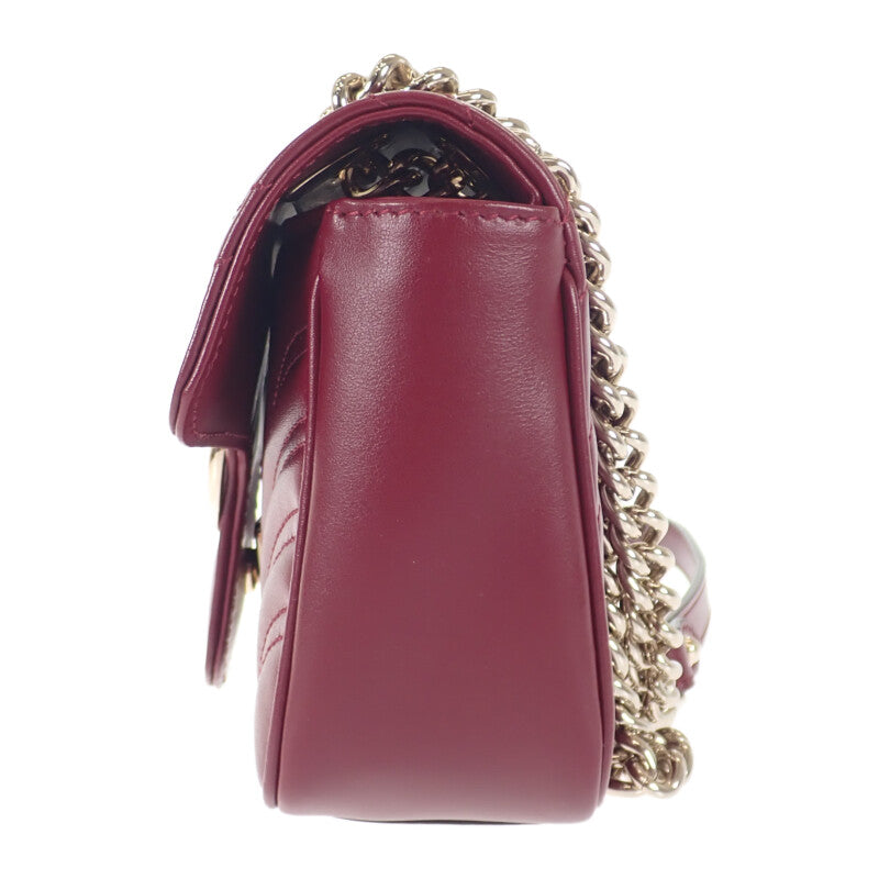 グッチ GUCCI GGマーモント ミニ 446744AADPJ6207 ショルダーバッグ レザー ロッソアンコーラ ボルドー レディース【中古】【Aランク】