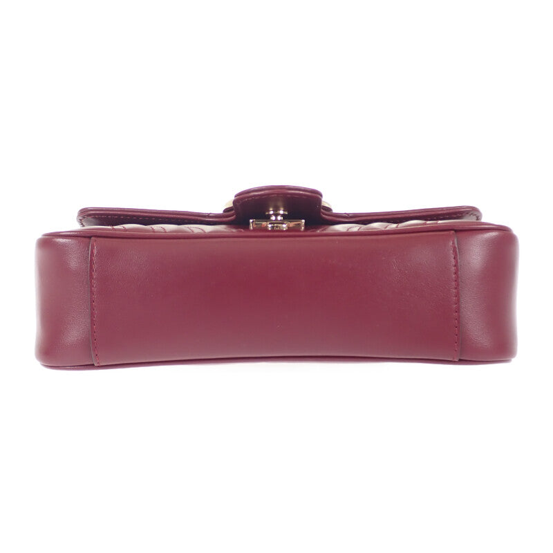 グッチ GUCCI GGマーモント ミニ 446744AADPJ6207 ショルダーバッグ レザー ロッソアンコーラ ボルドー レディース【中古】【Aランク】